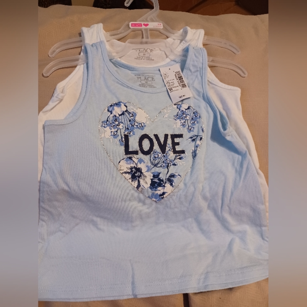 Kids Blue Floral 4 Piece Tanks And Shorts Set